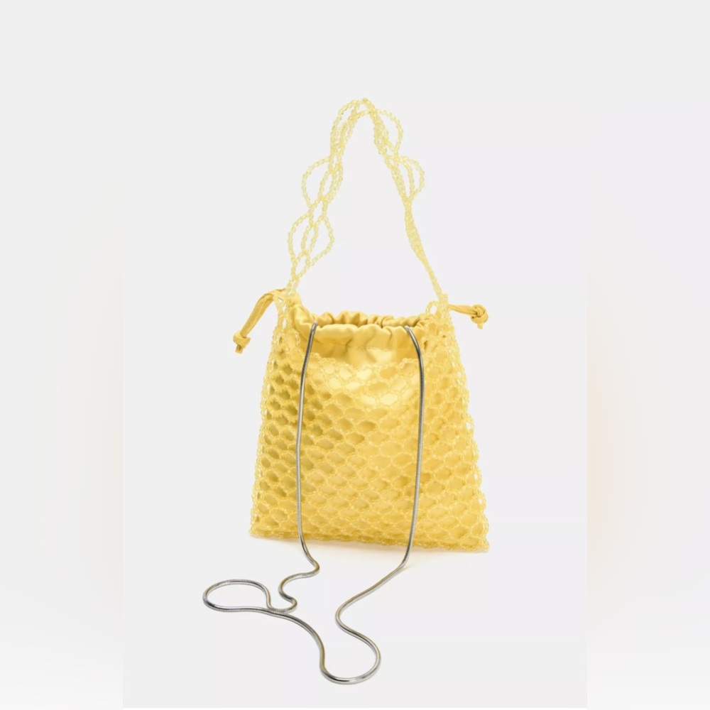 NWT Zara Yellow Beaded Mini Bag with crossbody Strap - Picture 2 of 6